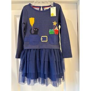 Mini Boden Halloween Tulle Dress in Starboard Blue Witch NWT Size 5/6